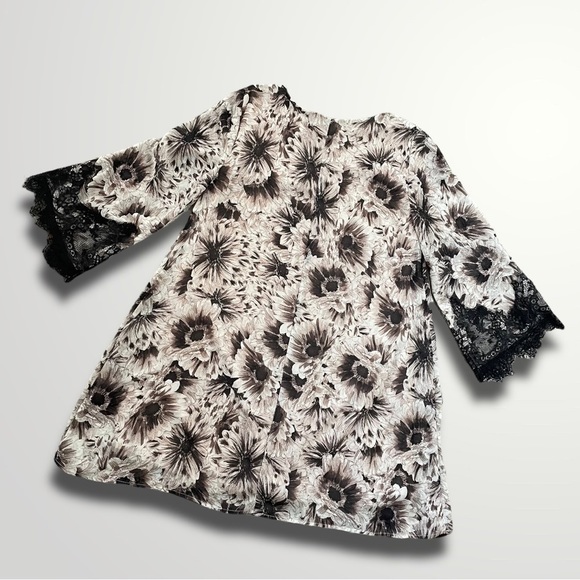 ASTR SUNFLOWER 90S VIBES BELL LACE SLEEVES BROWN CREAM - M - Picture 5 of 10